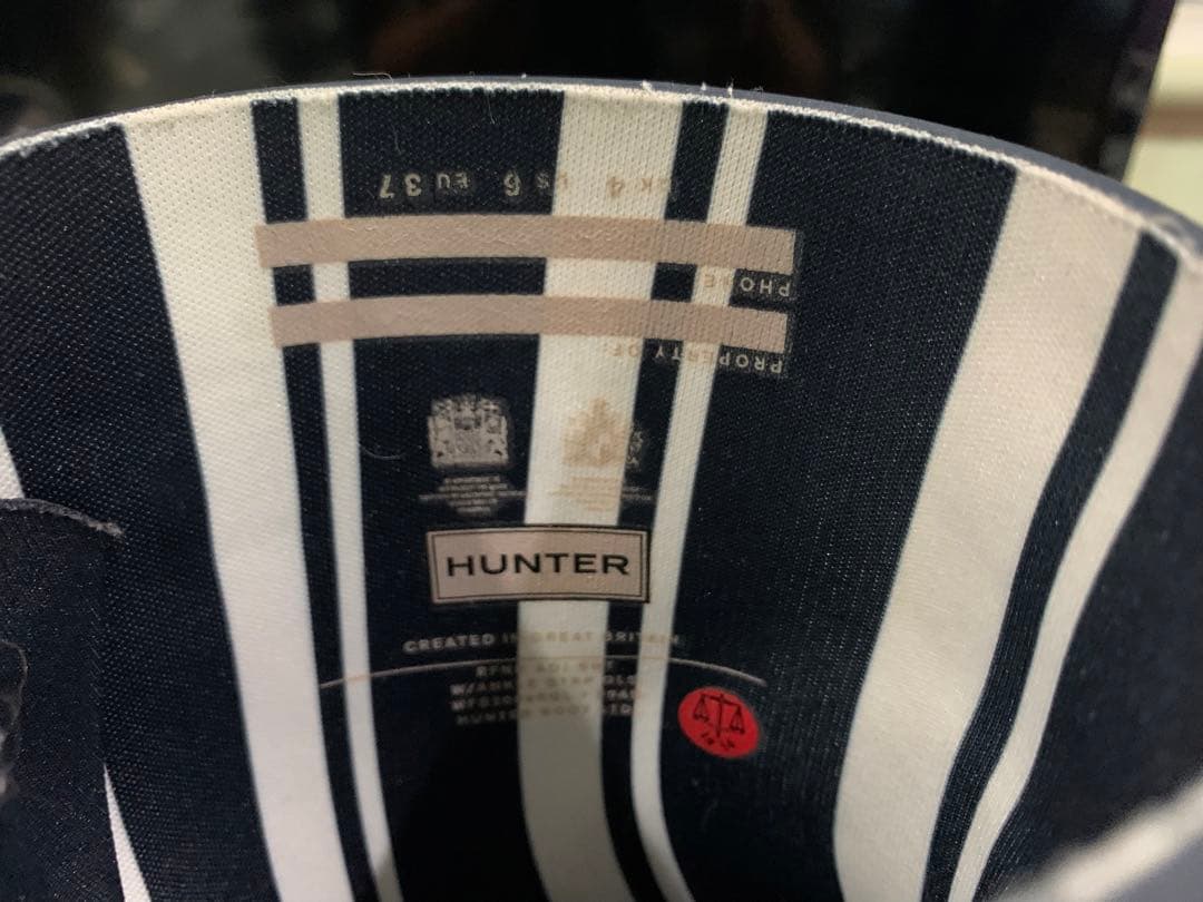 【HUNTER】 長靴 レインブーツ ベルト レディース US6 ネイビー