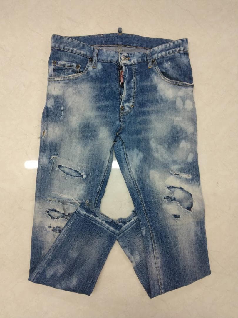 DSQUARED2 デニムパンツ ブルー ダメージ加工 サイズ46