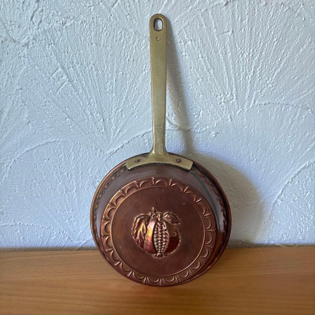 ザクロ 取手付きコッパーモールド 銅製 フランスアンティーク ヴィンテージ