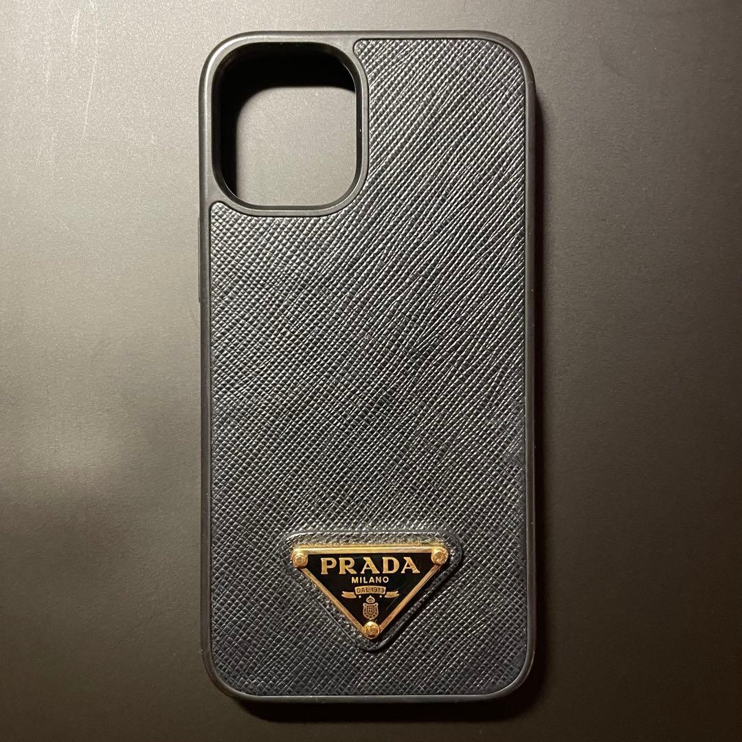 PRADA プラダ iPhone12mini ケース ブラック 三角ロゴ 金