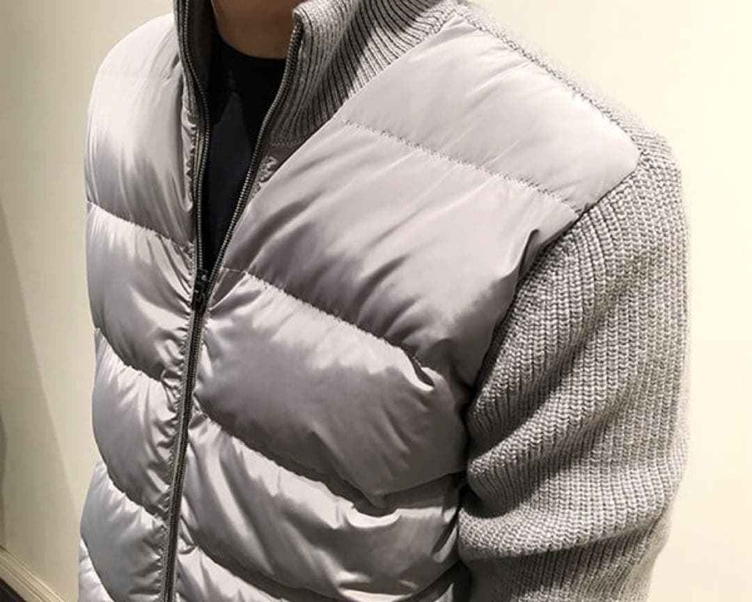 美品 HERNO 5ゲージ×ダウン ハイブリッドコンビネーションブルゾン 46