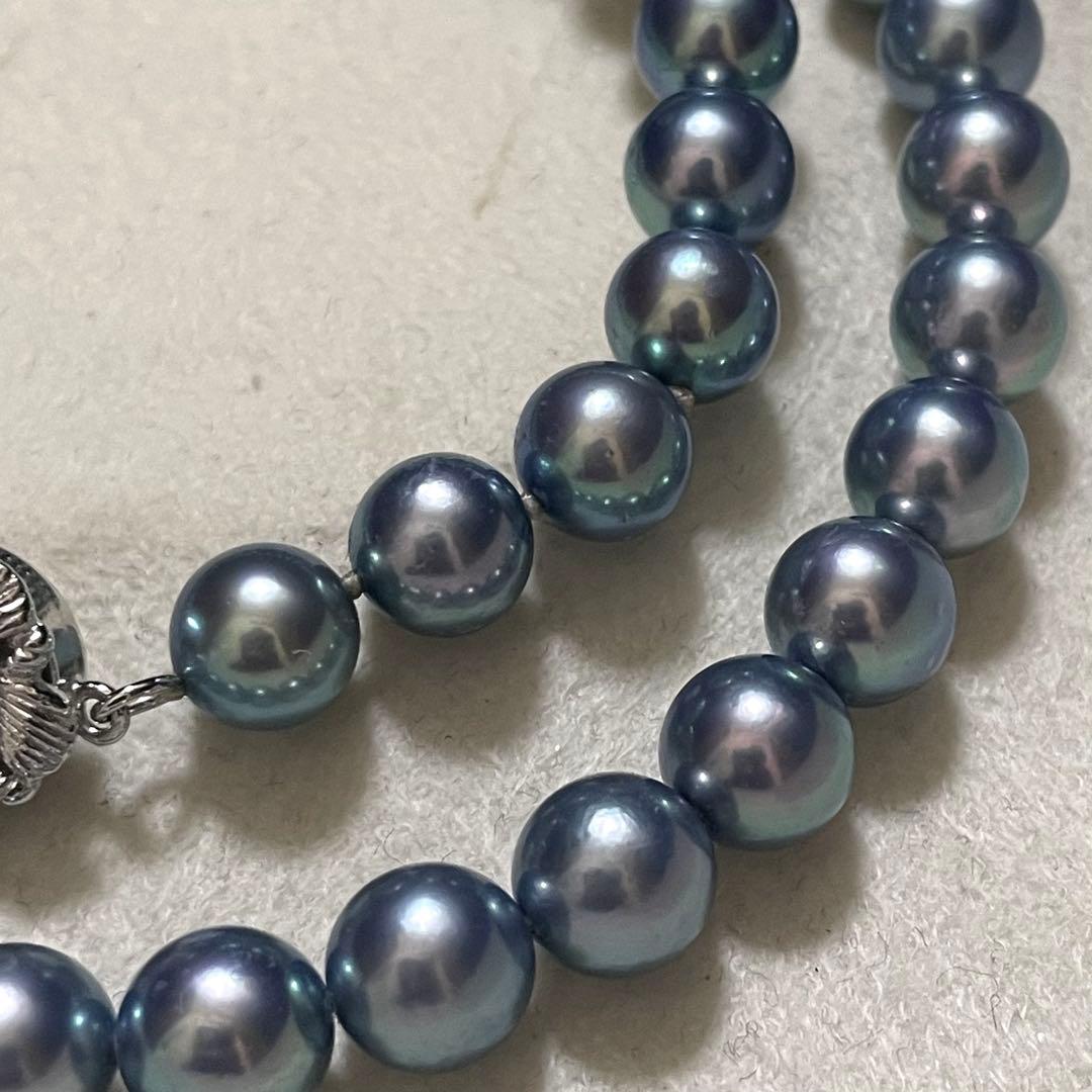 【極美品✨テリ強】あこや真珠 ネックレス 7.5-8.0 パール 本真珠 ブルー