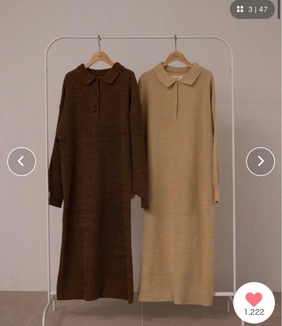 OLUN ニットポロワンピース　Sサイズ