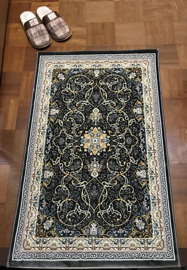 立体柄、144万ノット！高密度織、本場イラン産 絨毯！60×90cm‐35001