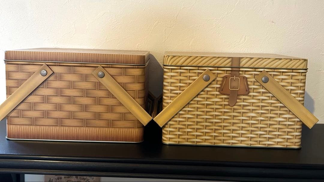 バスケット柄缶　4set かごバッグ　ティン