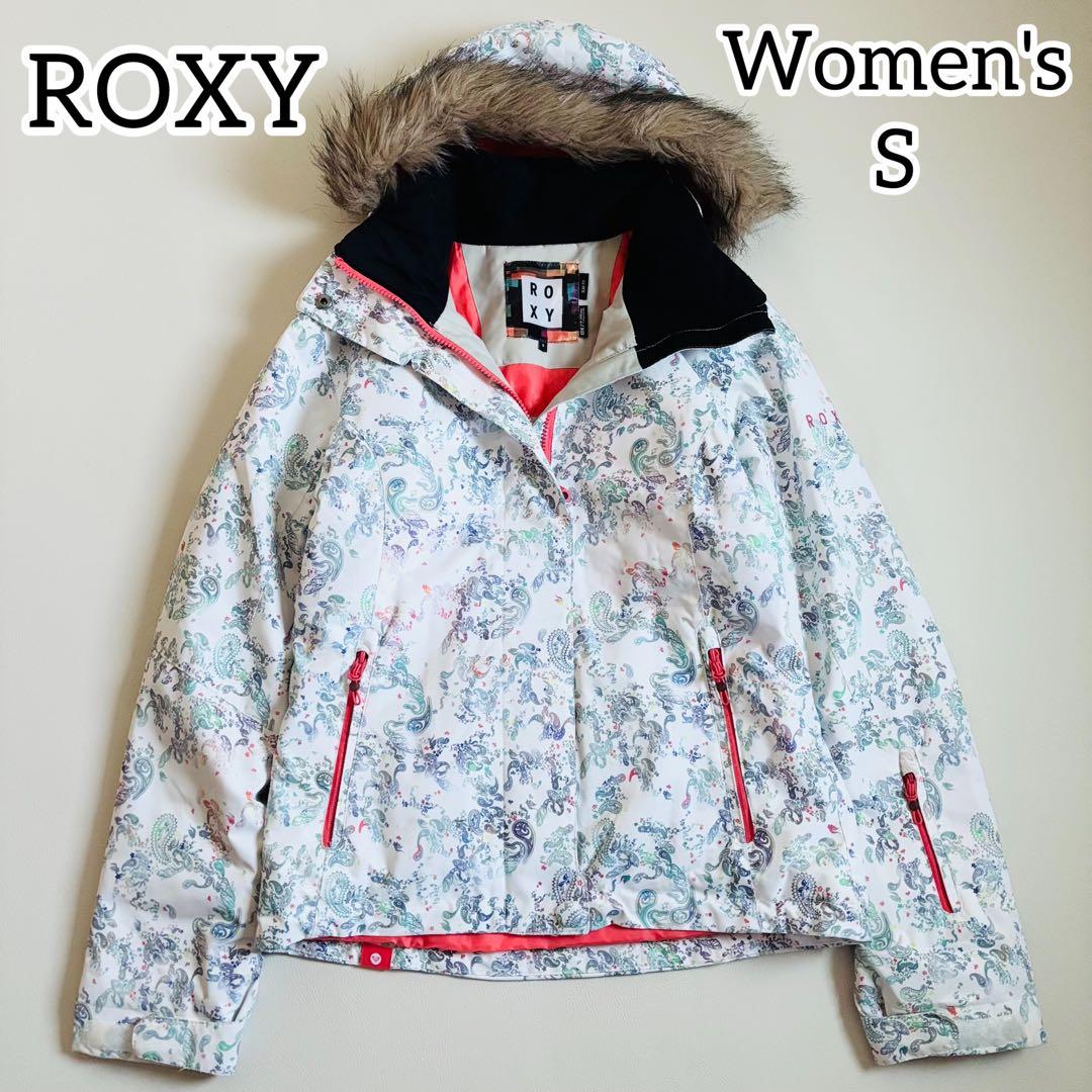 2573【美品】ROXY スノボウェア レディース ジャケット ペイズリー柄 白