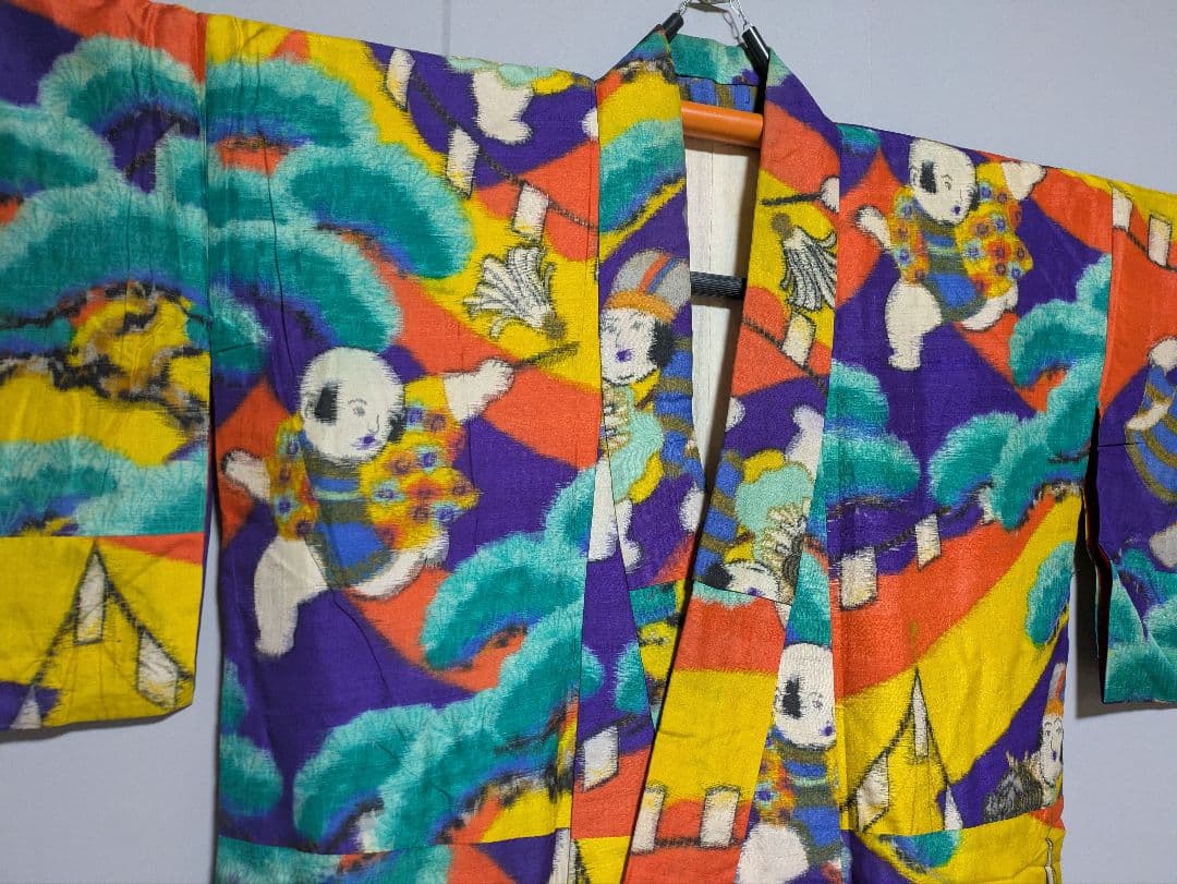 03ck100 銘仙 人物柄 希少 アンティーク リメイク 素材材料