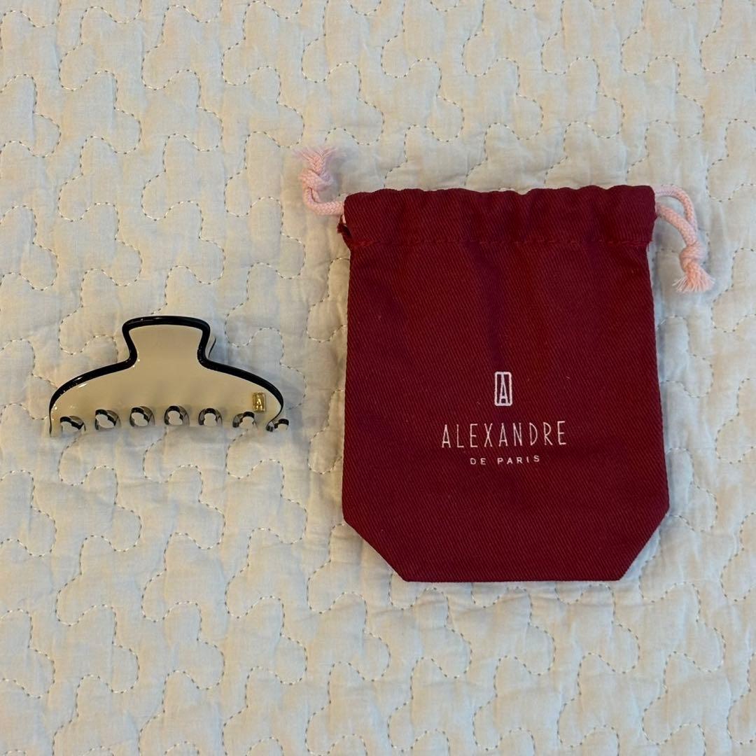 美品ALEXANDRE DE PARIS　ホワイト ブラック ヘアクリップ☆