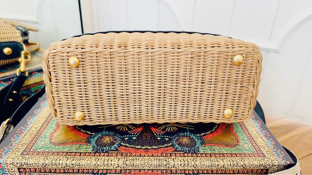 DIOR ディオール　ウィッカー　バスケットバッグ　オブリーク　カゴバッグ　大