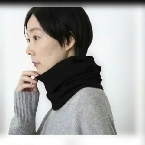 エルアルト カシミヤネックウォーマー 杢ブルー