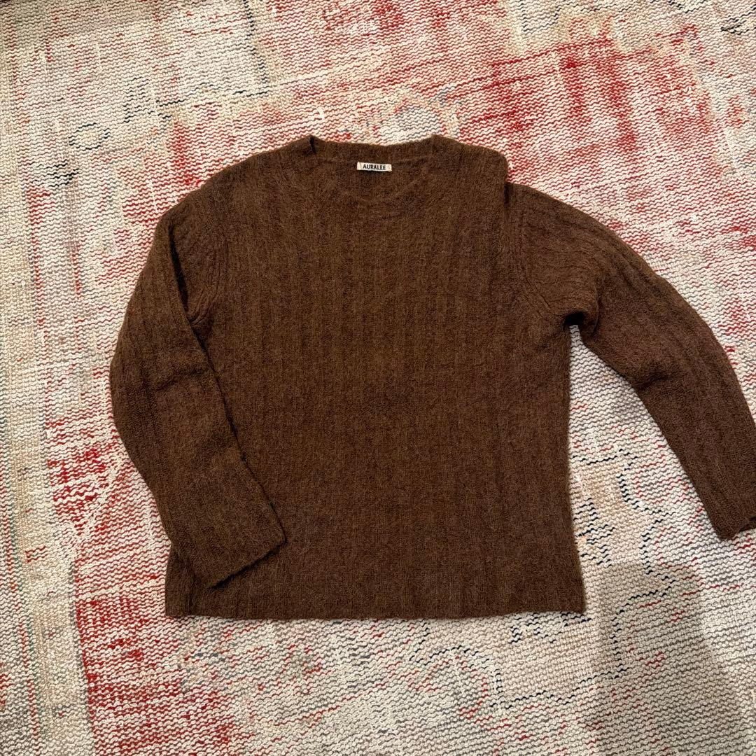 AURALLEE ブラウン モヘアアルパカセーター