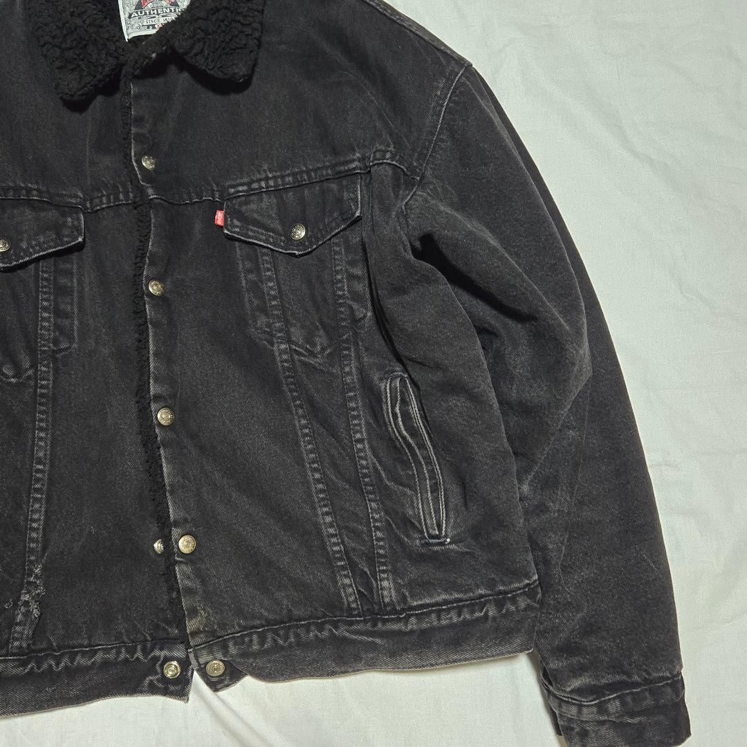 こ*ー様 リーバイス　levis ブラック　ボア　デニムジャケット 黒×黒　90
