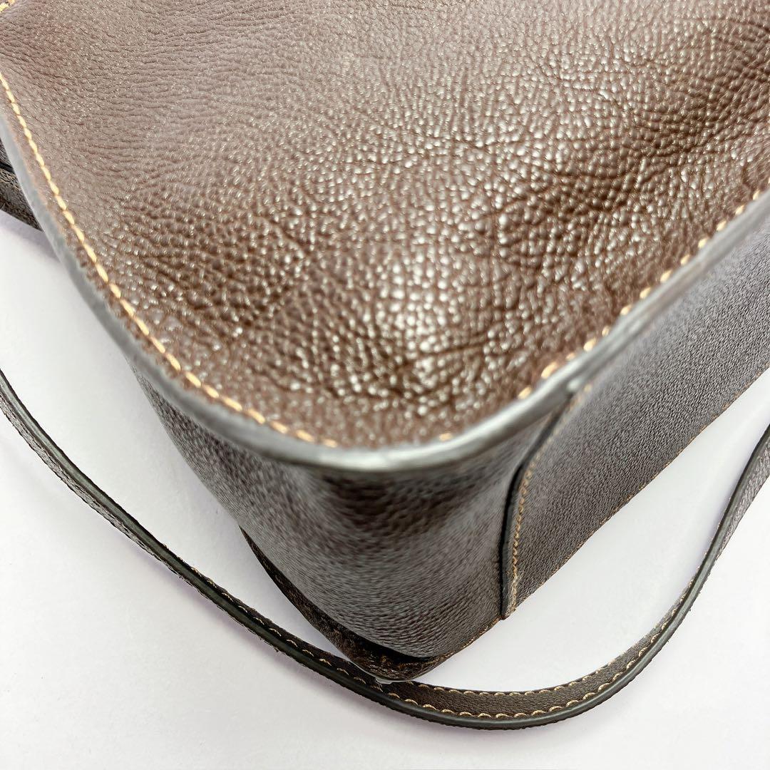 3326◯ ANNASUI ブラウン レザー ショルダーバッグ タグ付き