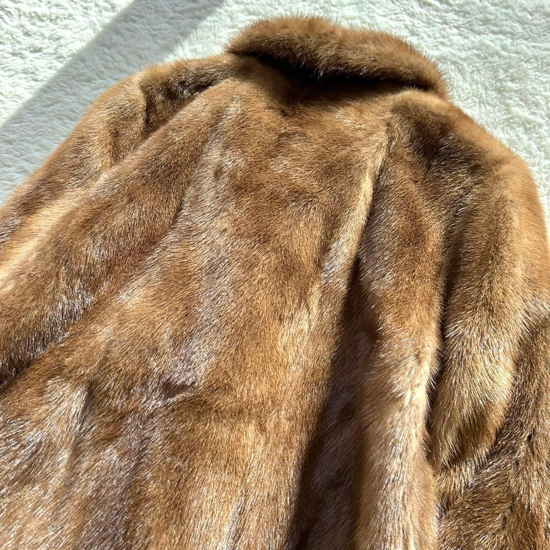 【高級】毛皮 ミンク ファーコート リアルファー　大きいサイズ　13号　ブラウン