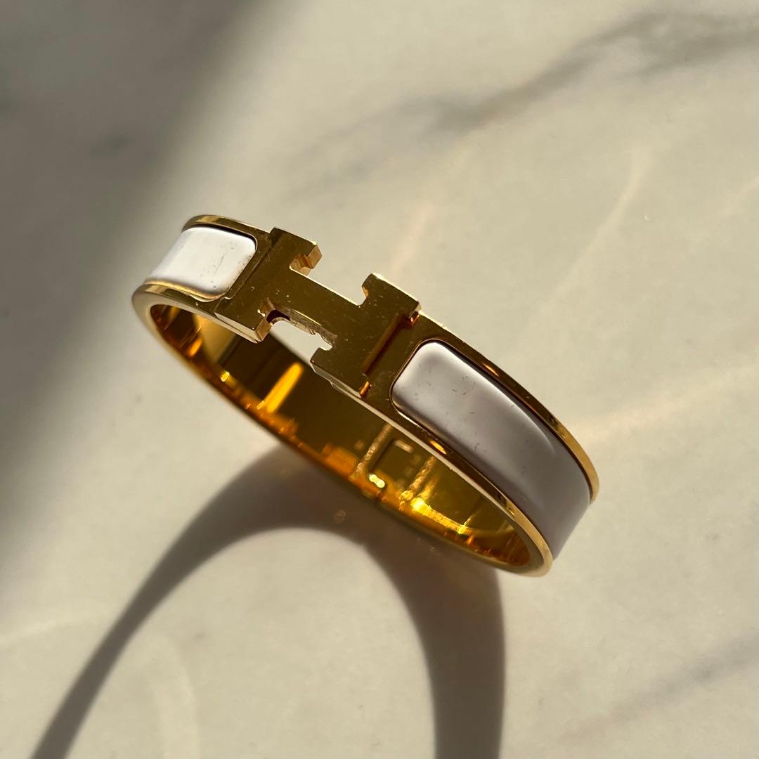 エルメス　クリッククラック　ホワイト×ゴールド金具