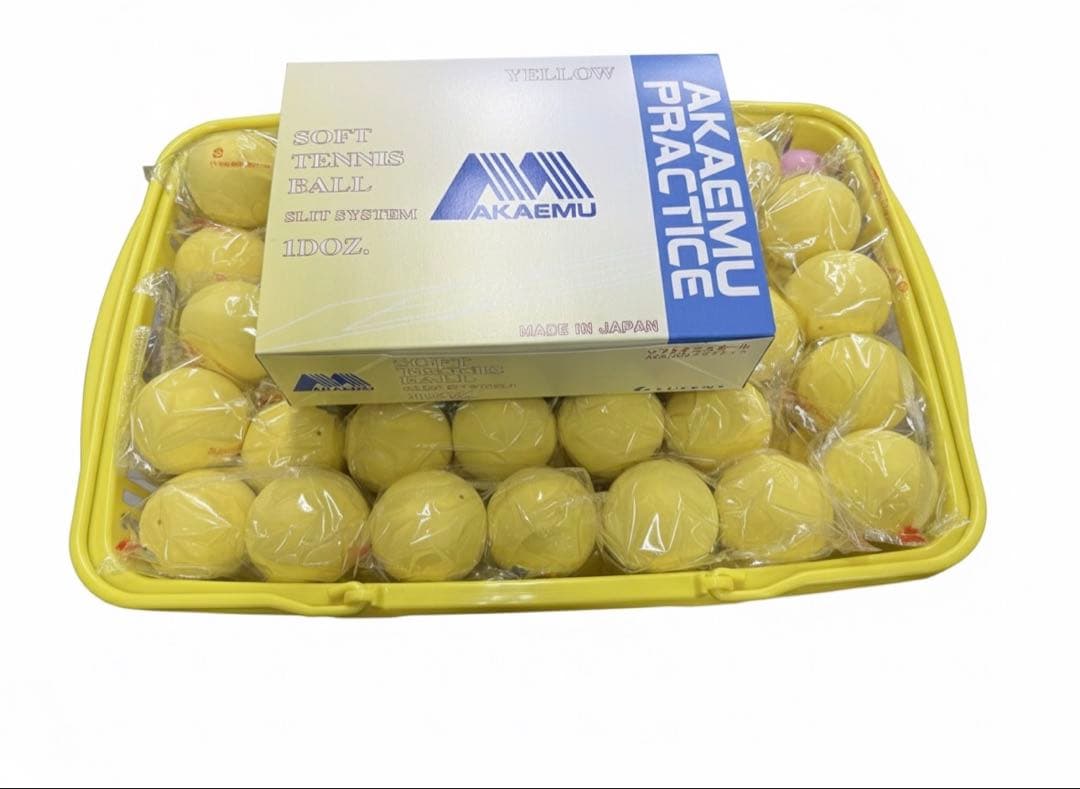 アカエム ソフトテニスボール 練習球 ホワイト カゴ入 １０ダース　箱１ダース